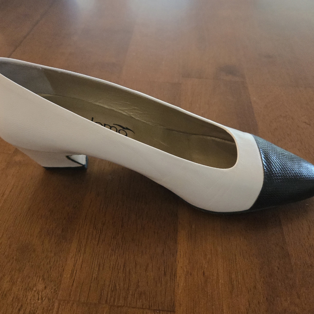 BALLY Black and White Leather Heels - Picture 3 of 6